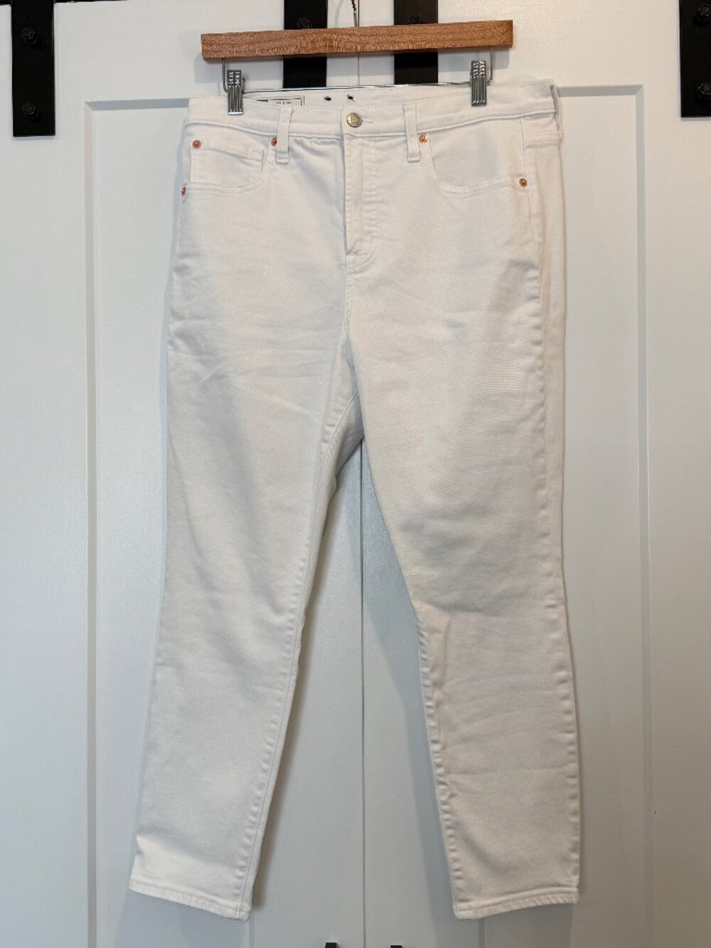 Gap True Skinny High Rise Jeans Womens 14S Short White Stretch Denim Pants 32x25